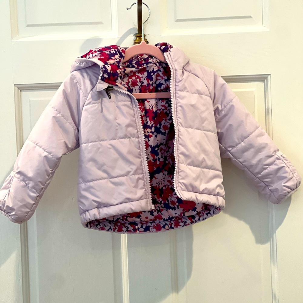 North face reversible, purple, baby jacket size 12-18 month
